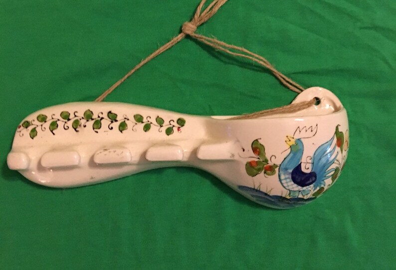 I love the Rooster. Beautiful design /& colors Vintage Spoon Rack from Japan