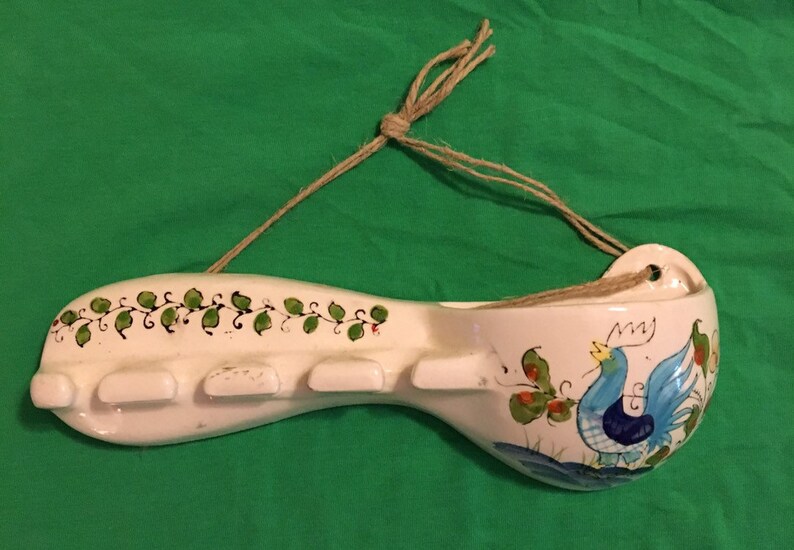 I love the Rooster. Beautiful design /& colors Vintage Spoon Rack from Japan