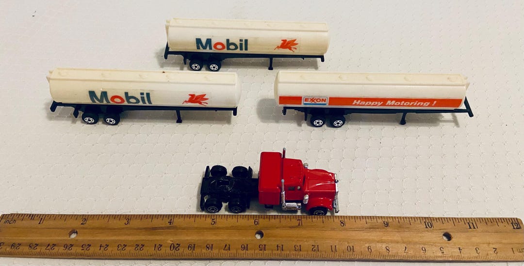 Vintage MOBIL EXXON Tanker Trailers. Decals, Plastic Tankers Are Not ...