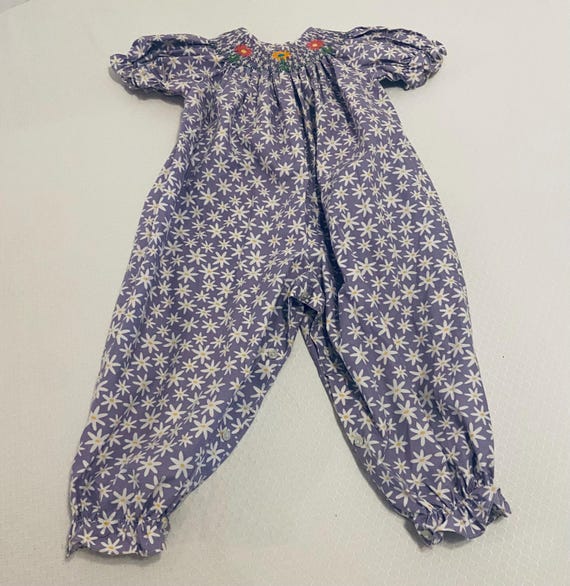 Smocked Giraffe Cotton Floral Romper. Size 24M.
