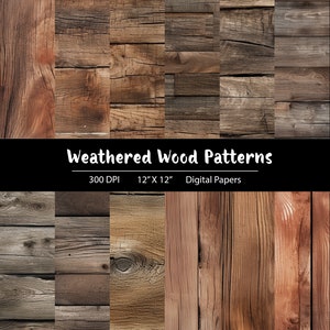 Weathered Wood Grain Digital Paper Pack - Rustic Aged Wood Textures for Creative Projects - Instant Download