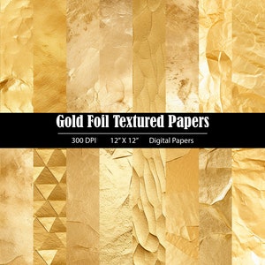 Gold Foil Textured Papers and Seamless Patterns - Luxurious Digital Paper Collection