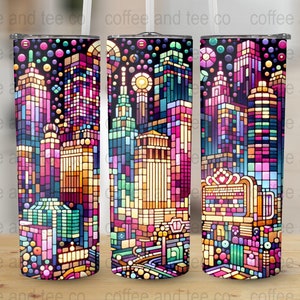 Las Vegas Tumbler Wrap, Las Vegas PNG, 20oz Tumbler Sublimation Wraps - Instant Digital Download, Vibrant 3D-Style PNG Designs, Mosaic