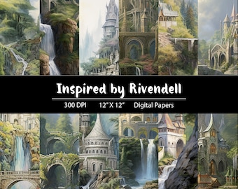 Fantasy Elven Castles - Betoverende digitale landschapscollectie - digitaal papierpakket