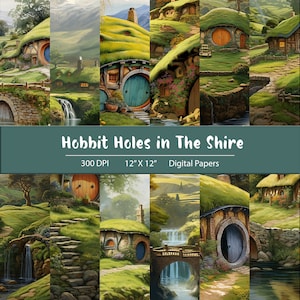 Fantasy Halfling Houses - Enchanting Digital Landscape Collection