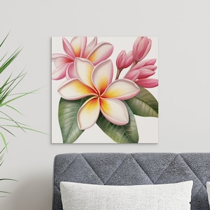 Digital Art, Plumeria Decor, Tropical Paradise, Watercolor Floral , Home Decor & Apparel, 300 DPI, Transparent and White Background