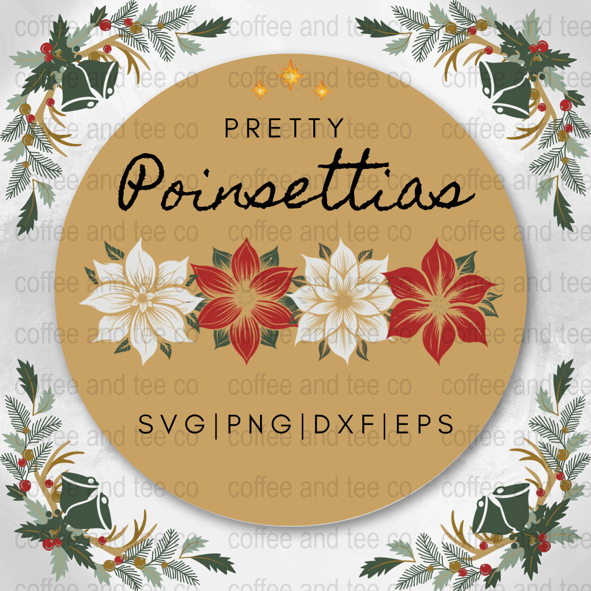 Pretty Poinsettias Svg/png/dxf/eps Pack Elegant Floral Cut Files for