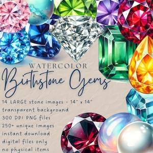 Watercolor png Birthstone Clipart, High-Resolution Gemstones, births tones, Digital Gem Art for Crafts and Design, Instant Download
