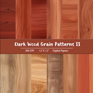 Red and Dark Wood II Digital Paper Pack - Seamless Wood Grain Patterns for Design & Crafts - Instant Download