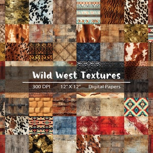 Bundle - 64 Western Wallpaper, Digital Textures Seamless Patterns, 64 PNG, High Quality Designs