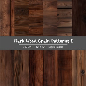 Dark Wood I Digital Paper Pack - Motivi di venature del legno senza soluzione di continuità per design e artigianato - Download immediato