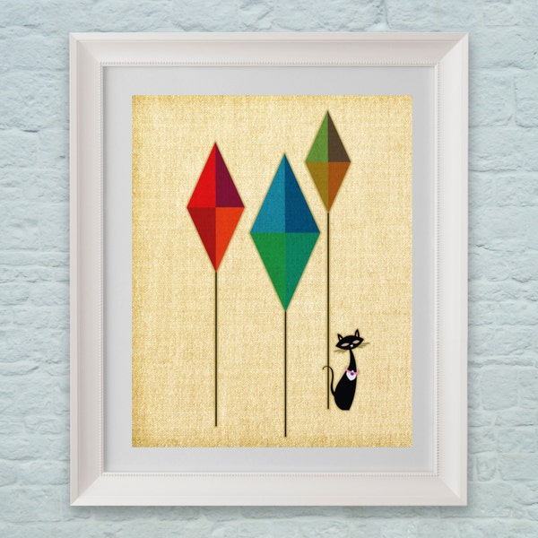 Digital Art Print  Olivia Flies a Kite!