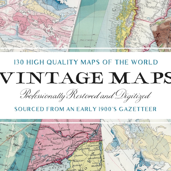 130 Vintage Maps of the World (Super High Resolution JPG Images!) - Perfect for Scrapbooking, Crafts...