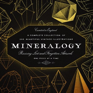 266 ilustraciones vintage de mineralogía (¡PNG transparentes en el interior!) - Cristales, piedras, rocas - Perfectas para álbumes de recortes, manualidades...