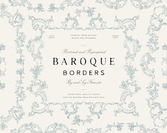 Baroque Borders and Clipart Perfect Wedding Invitations - Ornate Vintage Design Assets in Vector SVG and PNG Formats