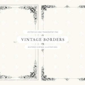 2 Vintage Decorative Frames - Elegant Flourish Borders in PNG & SVG Format - Printable Clipart for Design, Crafts, and Scrapbooking