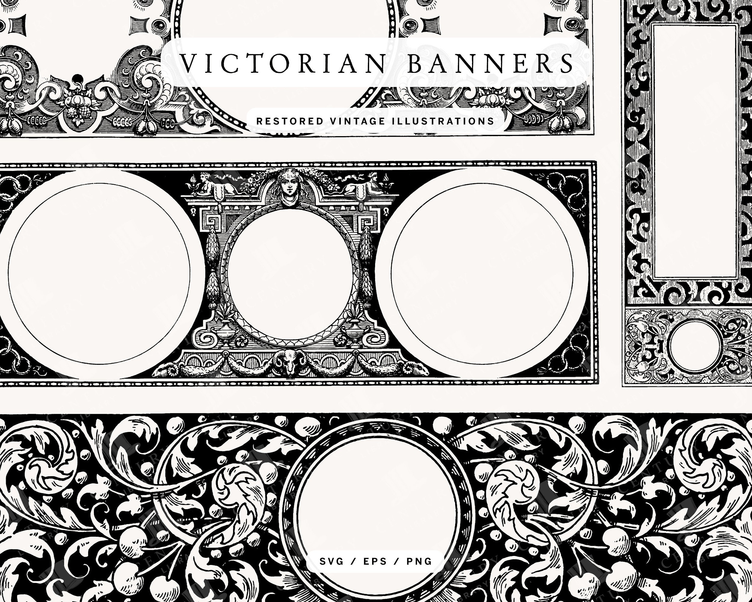 Victorian Styled Banners PNG, SVG, and EPS - Vector Clip Art for Invitations and Design