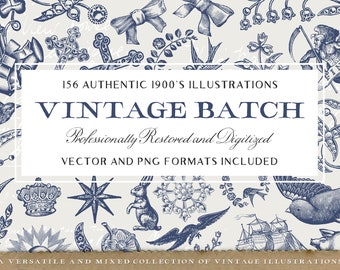 156 Misc. Vintage Illustrations Pack (Vector and Isolated PNG Images Included!) - Perfect for Scrapbooking, Crafts...