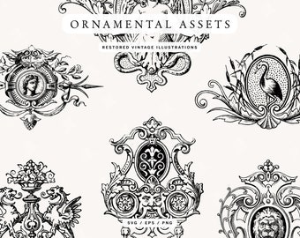 Isolated Victorian Decorative Design Assets in PNG, SVG, and EPS Formats