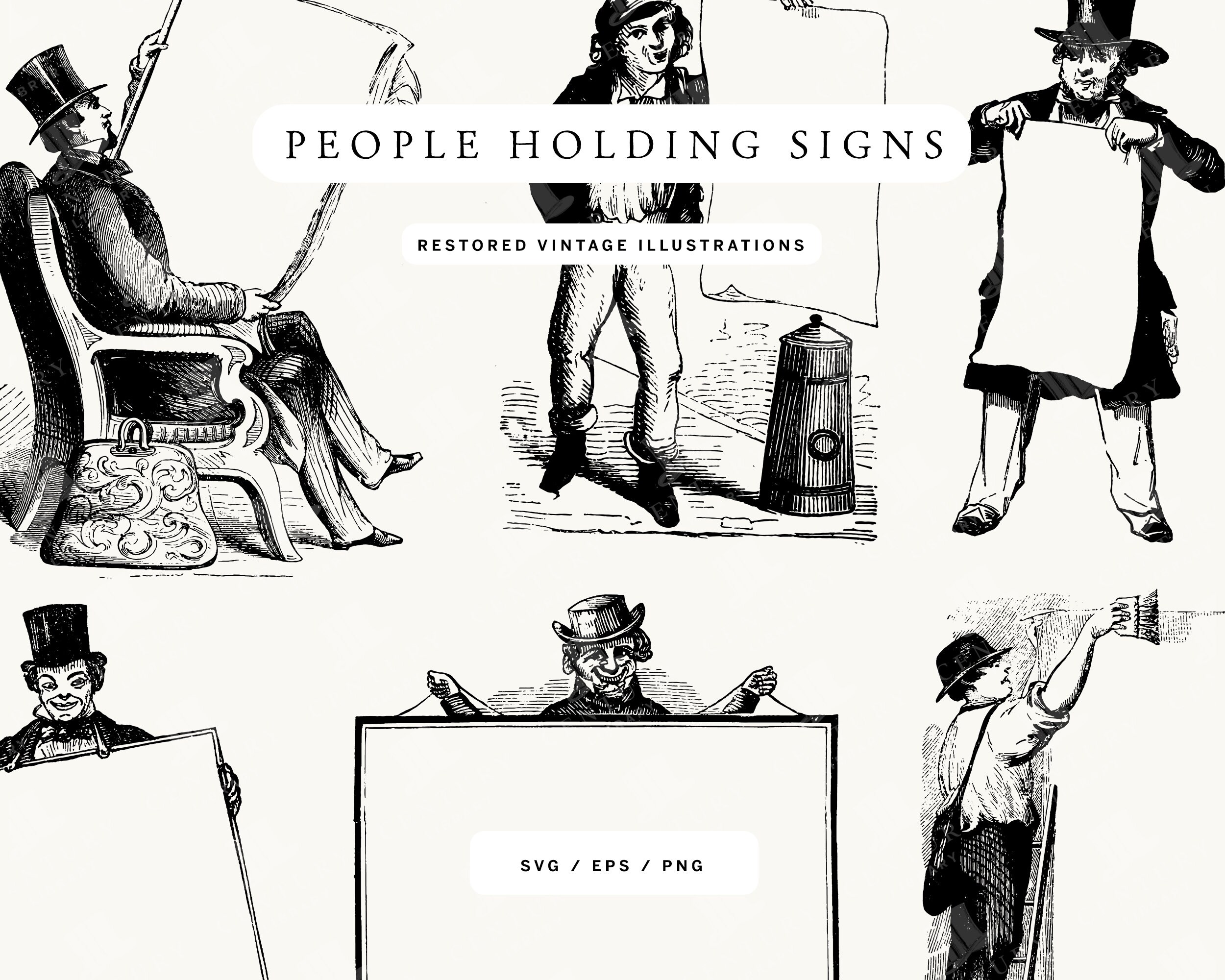 Houdling Sign Clipart of People Holding Signs for Marketing and Advertising Design ...