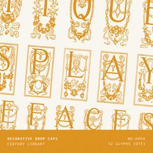 Victorian Chandelier Drop Cap Font – 1800s Ornamental Letters with Hanging Flourishes (Antique No.4)