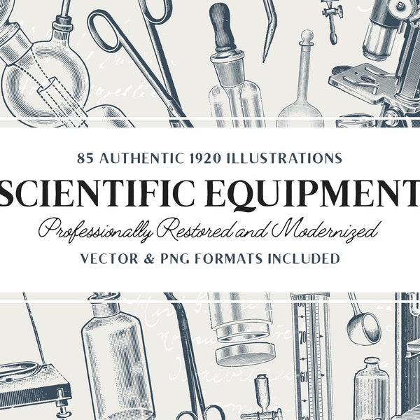 85 Science Equipment Illustrations (Vector and Isolated PNG Images Included!) - Perfect for Scrapbooking, Crafts...