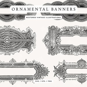 Ornamental Frames and Labels - Decorative Vintage Line Art Illustrations - Downloadable Design Assets in PNG, SVG, and EPS Formats
