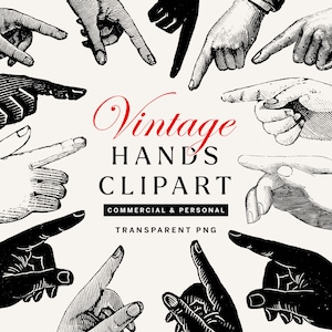 Pointing Fingers Clipart Pack, Hands Holding and Shaking, Transparent PNG Finger and Hand Illustrations, Set of 30
