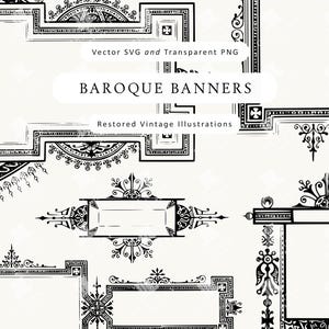 5 Floral and Scroll Vintage Borders - Ornamental Decorative Frames in PNG & SVG Format - Clipart Set for Crafts and Graphic Design