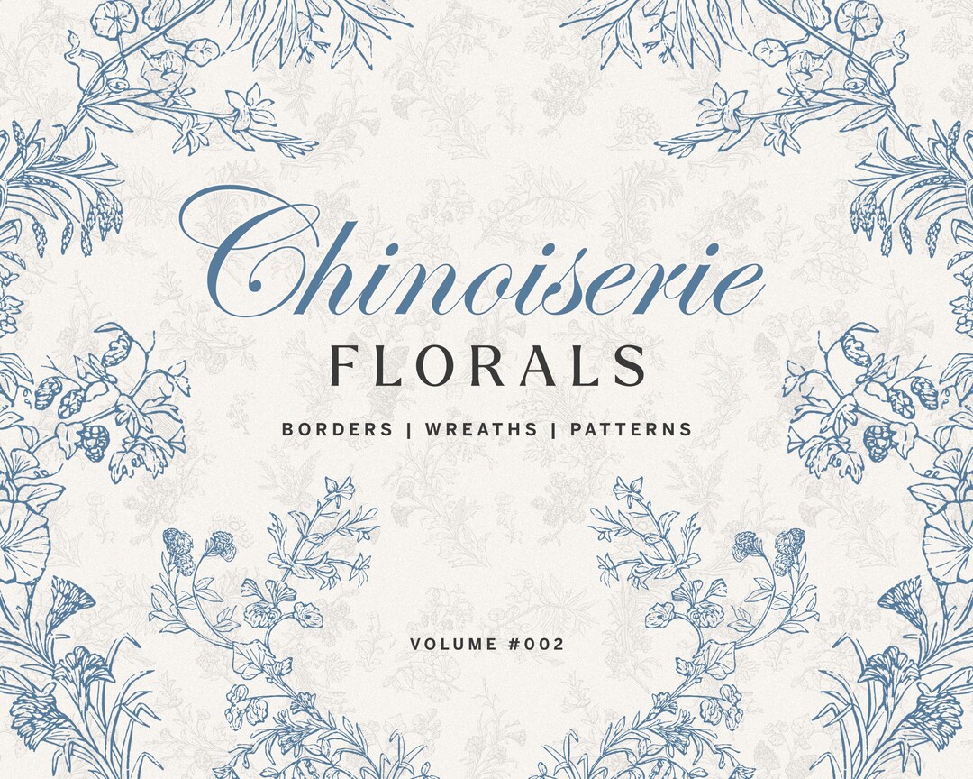 Buy Vintage Chinoiserie Floral Clipart PNG and SVG Bundle, Botanical ...