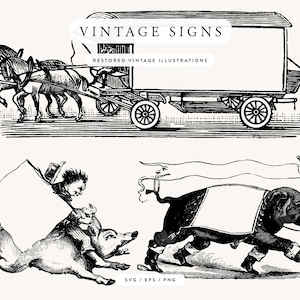Vintage Schilder und Logo Vorlagen für Marketing und Werbedesign Projekte - Vintage Line Art Illustrationen