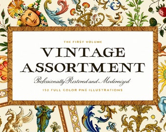The Vintage Assortment - Volume One (Transparent PNG Images!) - Perfect for Scrapbooking, Crafts...