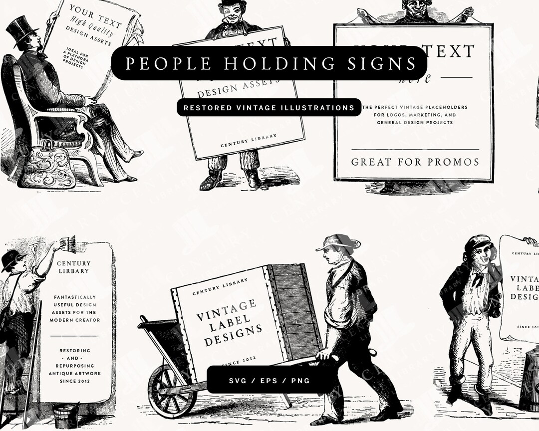 Houdling Sign Clipart of People Holding Signs for Marketing and Advertising Design ...