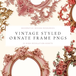 Vintage Ornate Frame PNG Bundle: Wedding Invitation Borders (Digital Download)