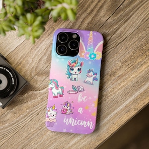 Funda delgada de unicornio mágico para niños: funda de teléfono con dibujos animados divertidos