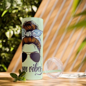 Chic Mom Tumbler, 20oz Skinny Tumbler with Straw l Personalized Mom Gift l Stainless Steel Insulated Cup
