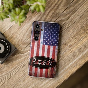 Durable American Flag Peterbilt Phone Cover, Great Gift for Patriotic Truck Lovers