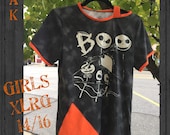 Peek-a-Boo Shoulder, cold shoulder, Jack Skellington inspired, one of a kind custom girls shirt