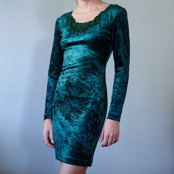 etsy green velvet dress