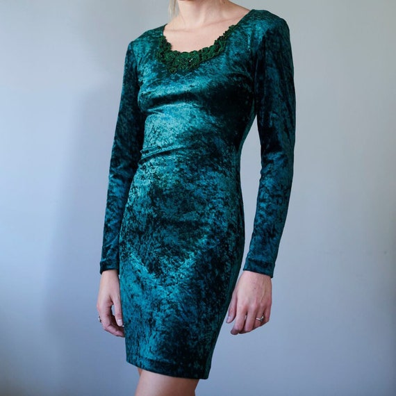 Green Velvet Dress - image 1