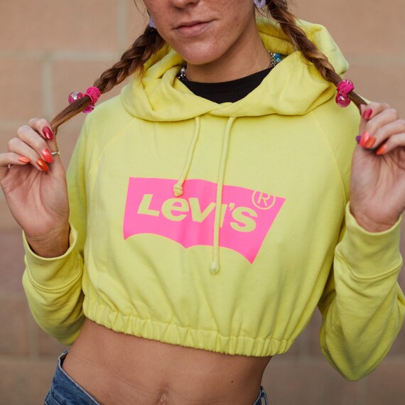 yellow crop top hoodie