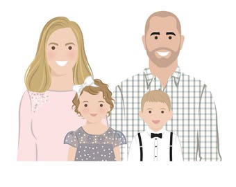 family portrait portrait drawing cartoon portraits etsy