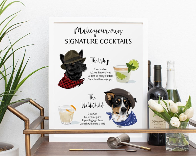 Dog signature drink sign. Custom signature cocktails sign. | Etsy