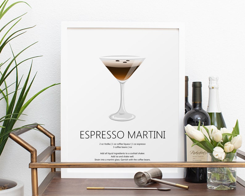 Printable Espresso Martini Cocktail Print Cocktail Art Etsy