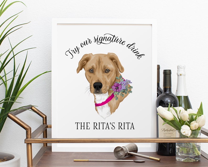 Signature Cocktail Sign With Pet Custom Pet Signature Drinks Etsy