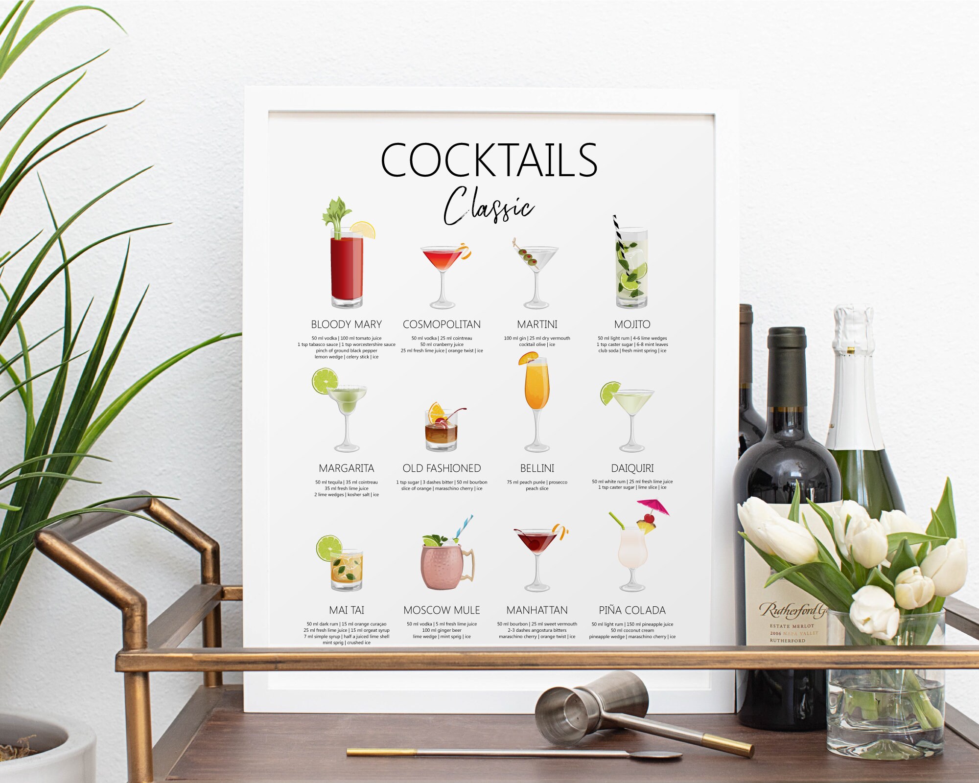 Printable Classic cocktails print. Cocktail art. Cocktails | Etsy