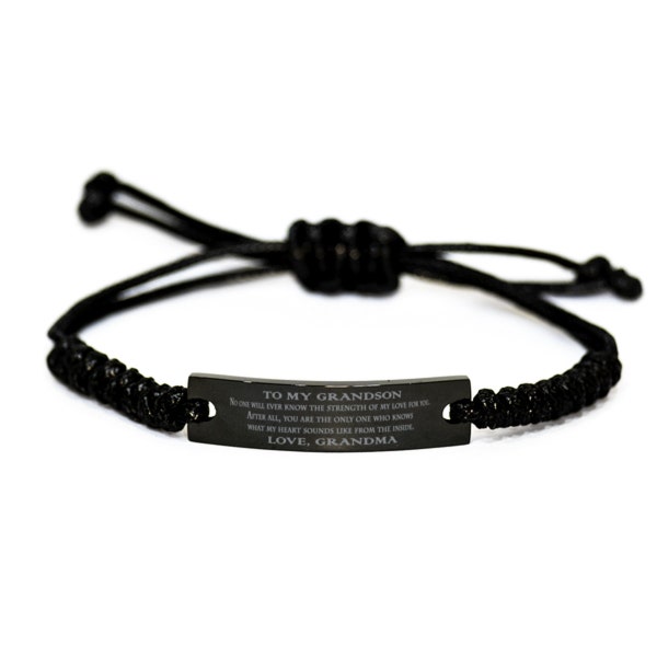 To My Grandson Bracelet,no One Will Ever Know The Strength Of My Love For You,black Rope Bracelet,gift From Grandma,jewelry For