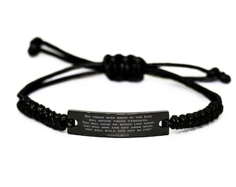 Bible Verse Bracelet,black Rope Bracelet,isaiah 40:31,but Those Who Hope In The Lord,christian Bracelet,religious Gift,christian