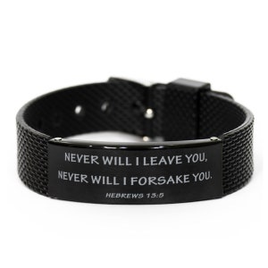 Hebrews 13:5,bible Verse Shark Mesh Bracelet,never Will I Leave You,christian Bracelet,religious Gift,christian Inspired Quote