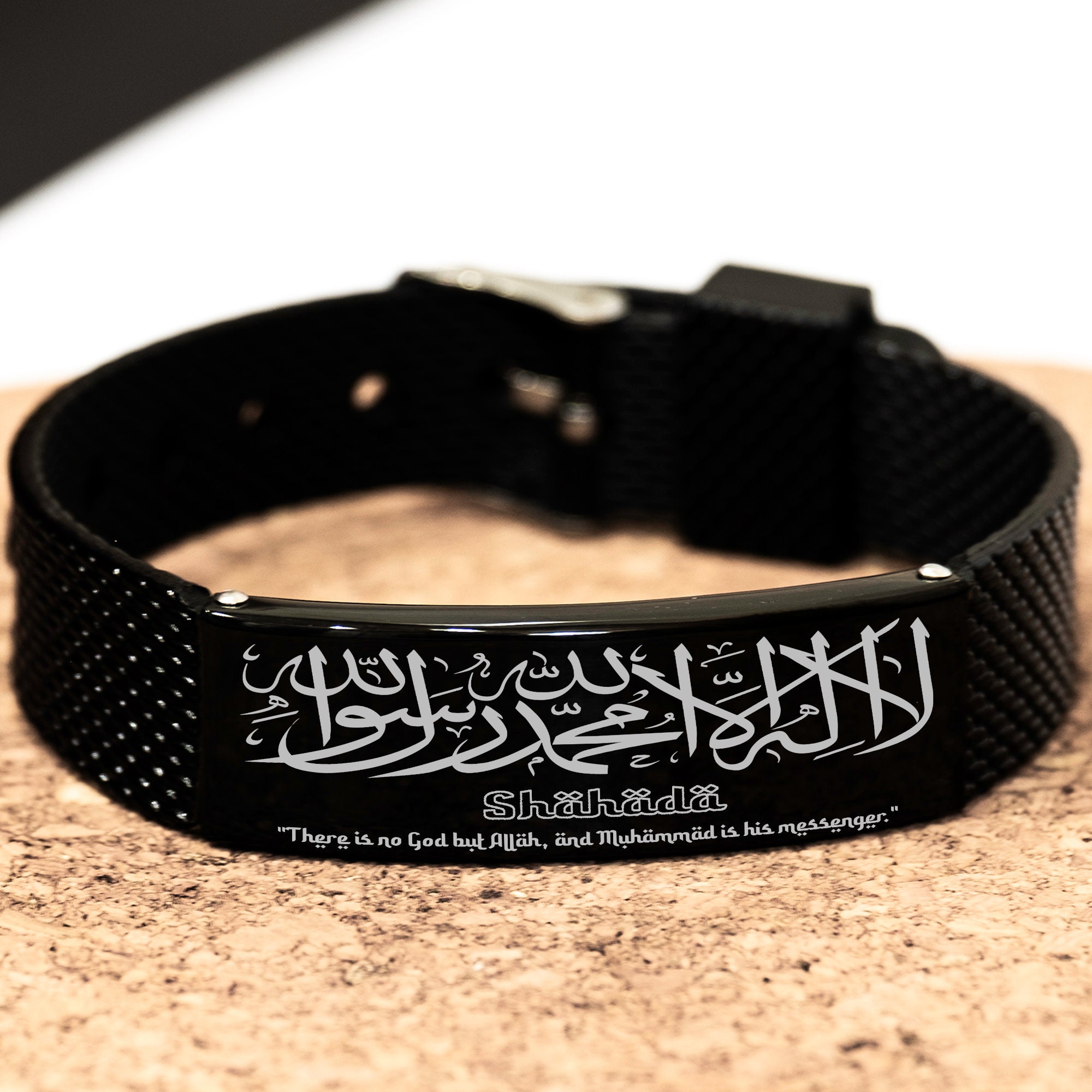 Shahada Verseblack Shark Mesh Braceletthere Is No God But Etsy Shahada Verseblack Shark Mesh Braceletthere Is No God But Etsy